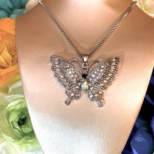 NEW! Iridescent Butterfly Pendant Necklace By Betsey Johnson